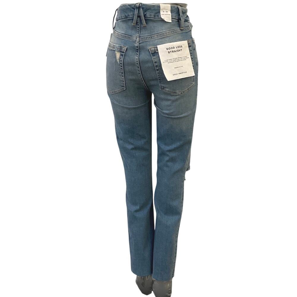 NWT Good American Good Legs Straight Distressed Jeans Women's Size 2 26 - Picture 2 of 4